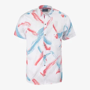 Camisa Sport Regular Blanco Estampado Azul y Rojo Kosta Azul