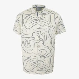 Camisa Sport Regular Estampada Beige Claro y Gris Kosta Azul