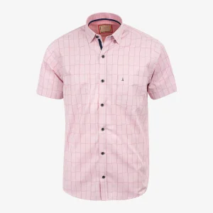 Camisa Regular Sport Cuadros Rosa Claro Kosta Azul