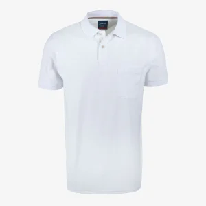 Polo Regular Blanco con Bolsillo Kosta Azul