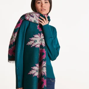 BUFANDA JACQUARD AZUL BORDADO