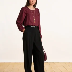 PANTALÓN ANCHO NEGRO FORRADO DE TALLE ALTO