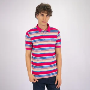 Polo Regular de Rayas Rosado Oscuro - Kosta Azul
