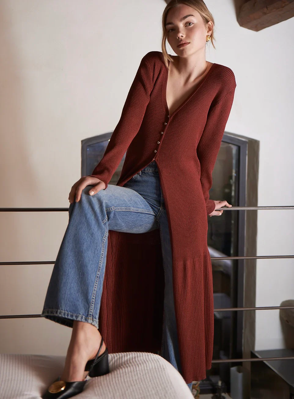 CÁRDIGAN DE PUNTO BURDEOS - Imagen 3