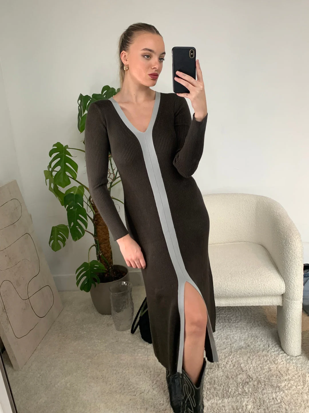 VESTIDO TIPPE PUNTO DARK GREEN