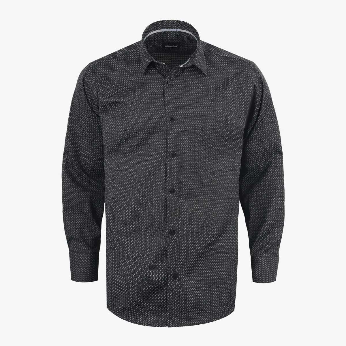 Camisa Custom Manga Larga Negro Mini Print - Kosta Azul