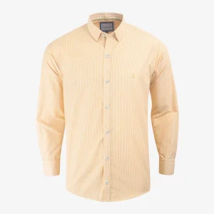 Camisa Custom Manga Larga Mini Cuadros Amarillo Oscuro - Kosta Azul