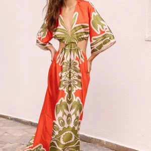 VESTIDO LARGO NARANJA