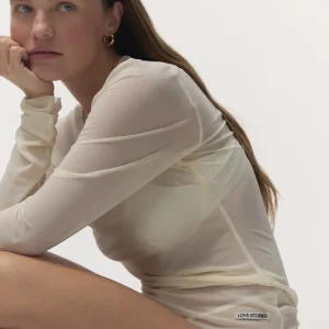 TOP DE MALLA MANGA LARGA ELLE OFF WHITE