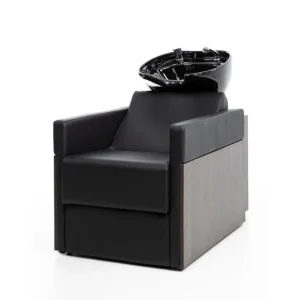 Lavacabezas Rustik negro madera y polipiel