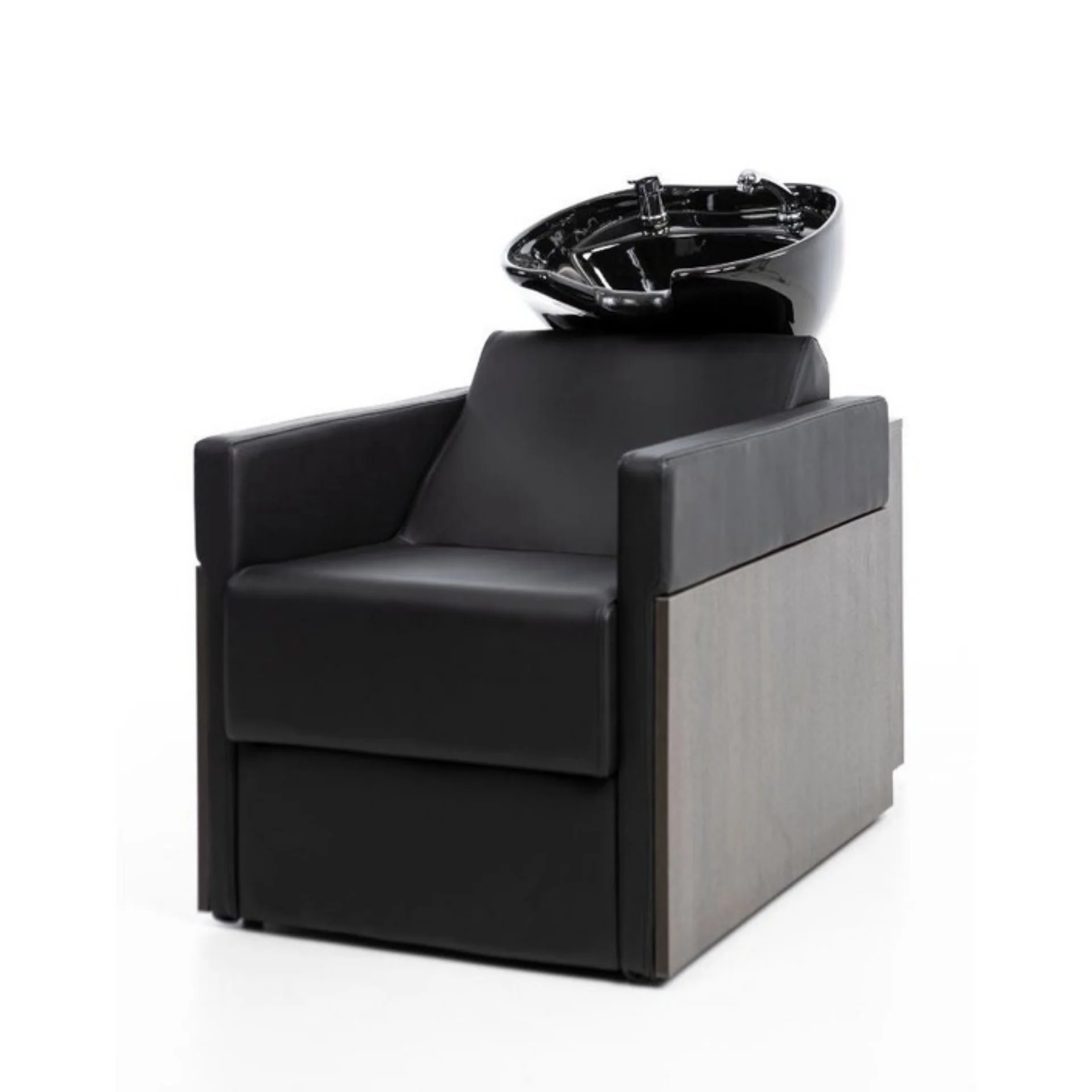 Lavacabezas Rustik negro madera y polipiel