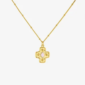 COLGANTE CRUZ CUARZO ROSA