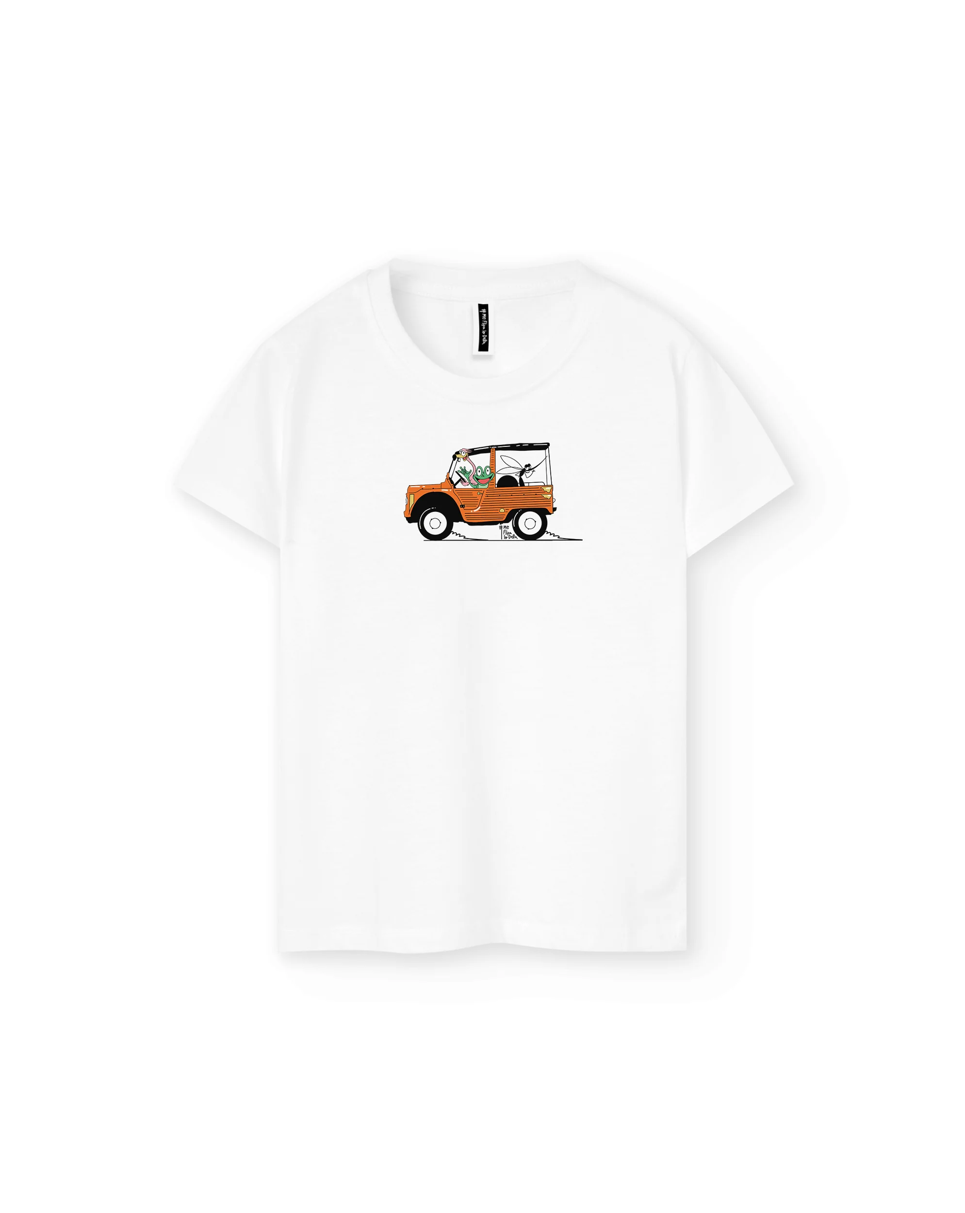 Camiseta manga corta infantil de niño y niña en blanco y estampado citroen mehari - Imagen 3
