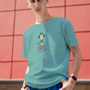 Camiseta manga corta unisex en verde agua y estampado Pato DJ
