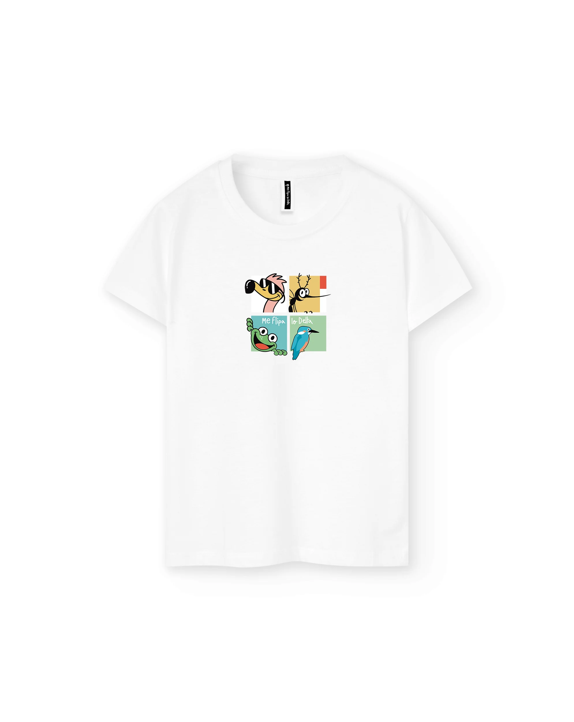 Camiseta manga corta infantil de niño y niña en blanco y estampado pop art del Delta - Imagen 3