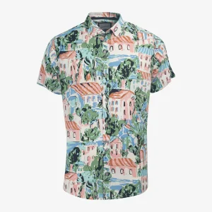 Camisa Custom Estampada Beige Claro - Kosta Azul