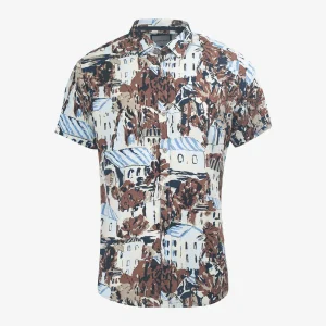 Camisa Custom Estampada Azul y Marrón - Kosta Azul