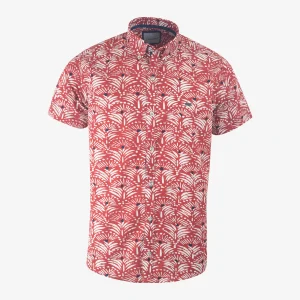 Camisa Custom Manga Corta Estampada Rojo Coral - Kosta Azul