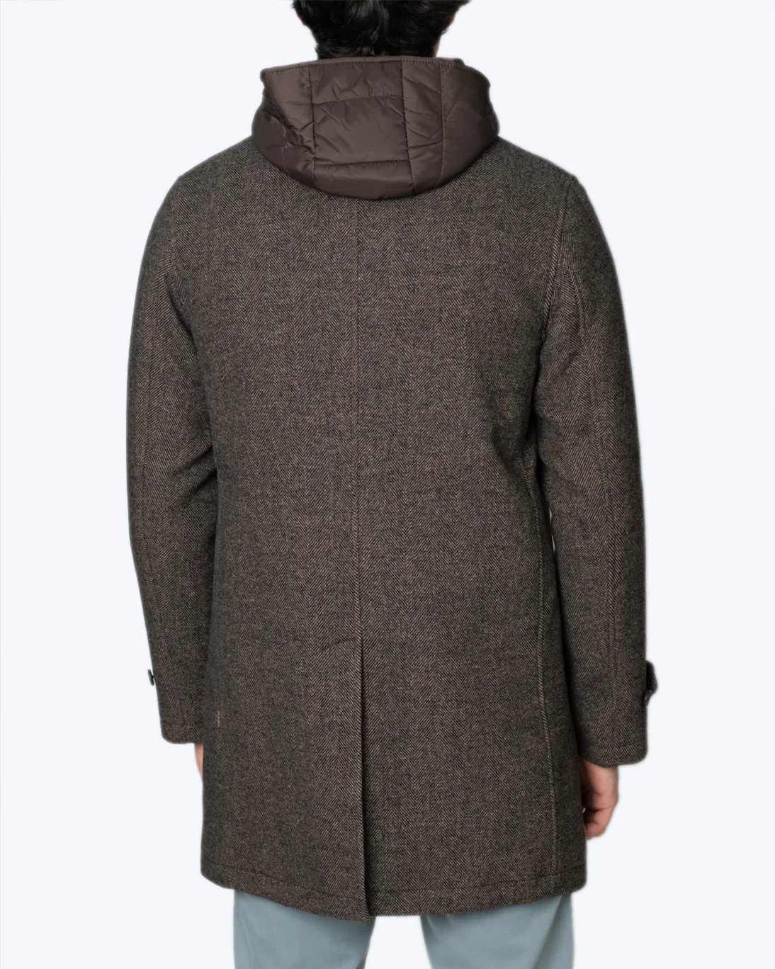 ABRIGO DE ESPIGA MARRÓN CON CAPUCHA AT.P.CO - Imagen 5