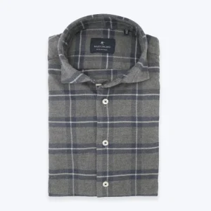 CAMISA ESCOCESA GRIS Y AZUL BASTONCINO