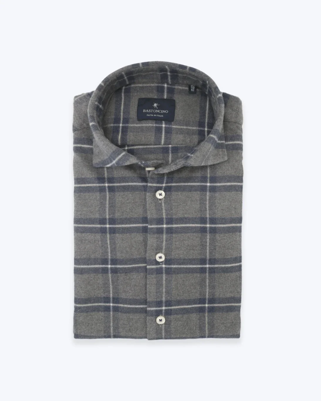 CAMISA ESCOCESA GRIS Y AZUL BASTONCINO