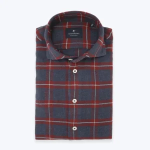 CAMISA ESCOCESA AZUL Y ROJA BASTONCINO