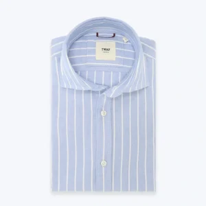 CAMISA AZUL CON RAYAS BLANCAS FINAS TWAY