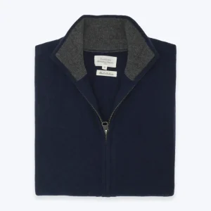 CHALECO AZUL DE CASHMERE CON CREMALLERA HARTFORD