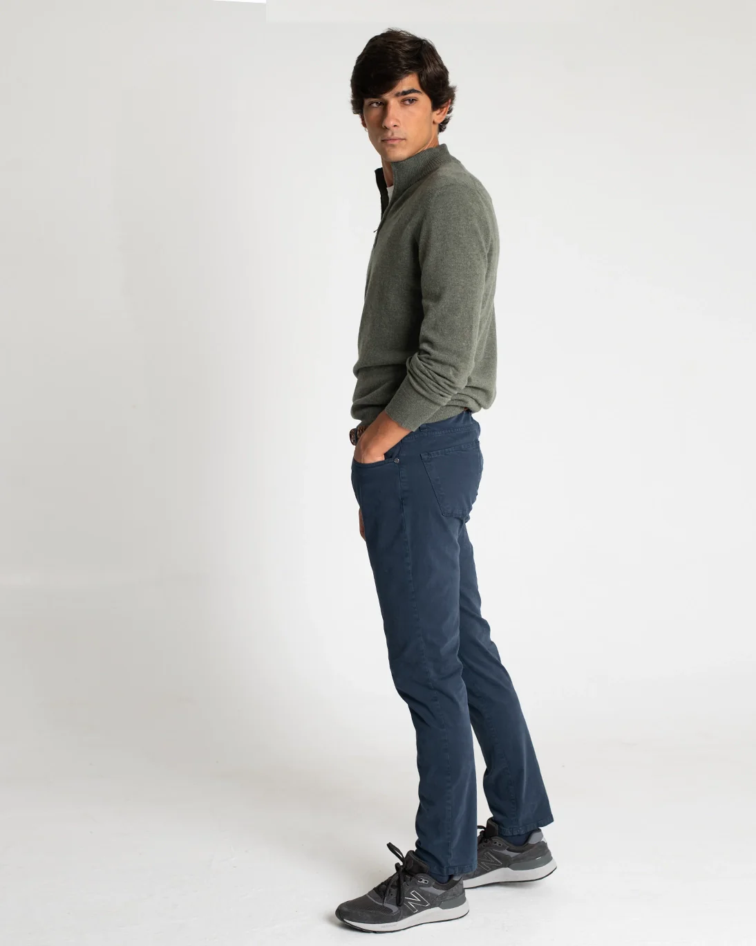 PANTALÓN DE 5 BOLSILLOS AZUL MARINO TWAY - Imagen 5