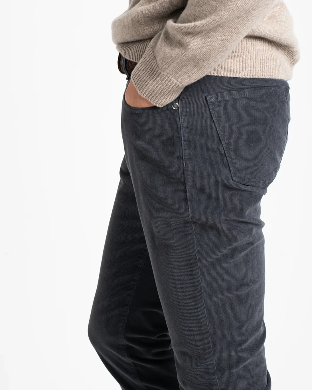 PANTALÓN 5 BOLSILLOS DE PANA GRIS TWAY - Imagen 4