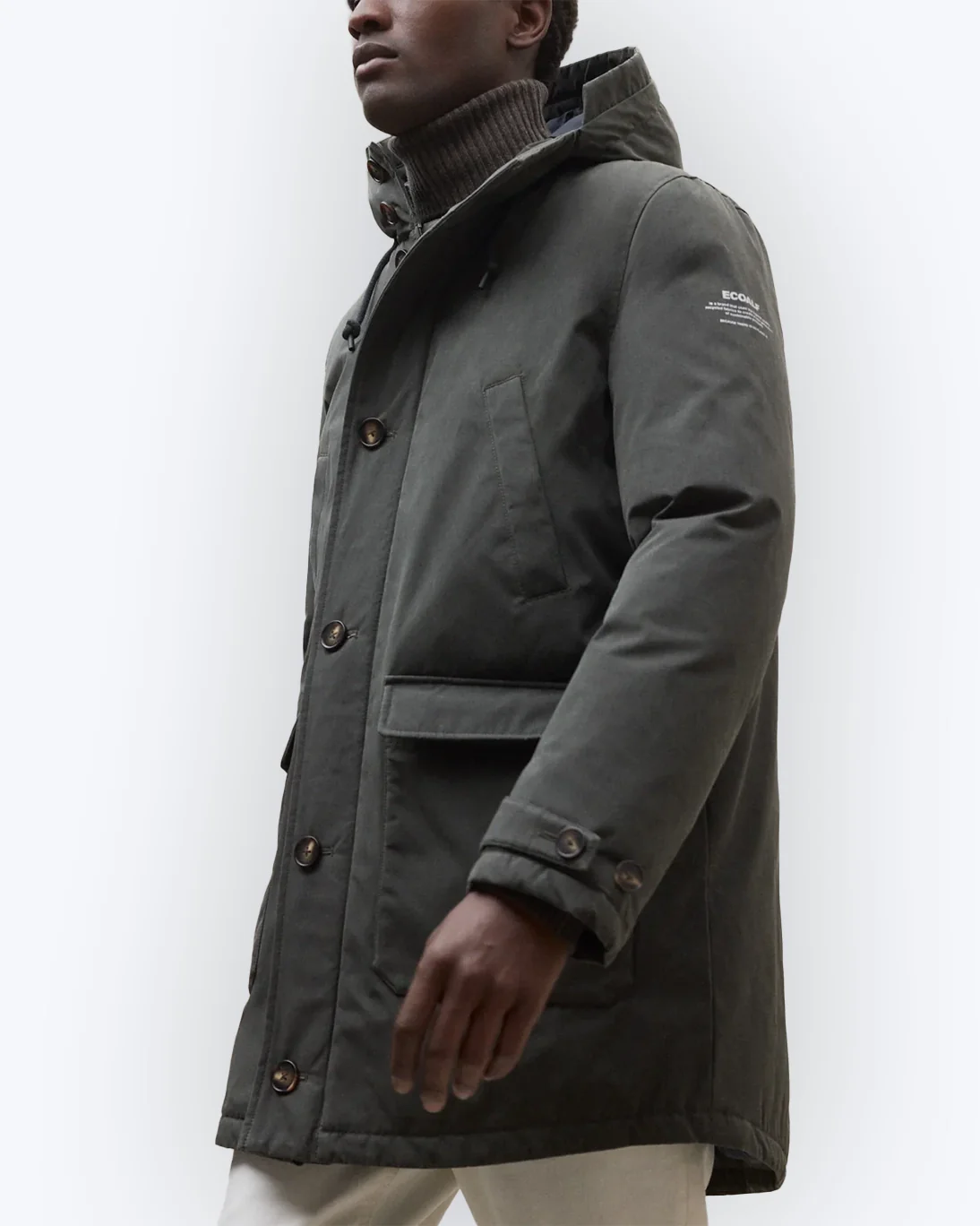 PARKA VERDE CON CAPUCHA ECOALF - Imagen 3