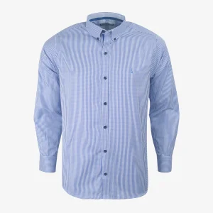 Camisa Slim Fit Manga Larga Azul Medio - Kosta Azul