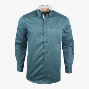 Camisa Slim Fit Manga Larga Verde Oscuro - Kosta Azul