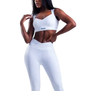 CONJUNTO TOP ESCOTE CUADRADO Y LEGGIN HERO BLANCO