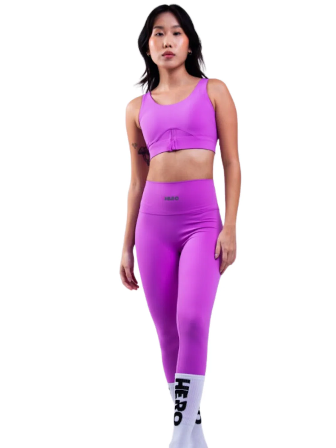 CONJUNTO TOP Y LEGGIN EN FORMA DE V HERO ROSADO