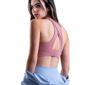 BRASIER DEPORTIVO CRUZADO LISO DESCOTADO EN U HERO ROSADO