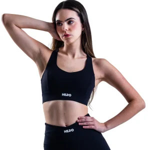 BRASIER DEPORTIVO CRUZADO LISO DESCOTADO EN U HERO NEGRO