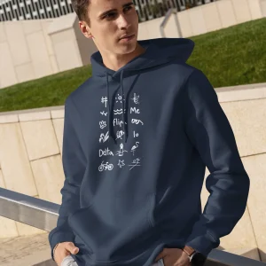 Sudadera unisex en azul marino capucha estampado iconos del Delta del Ebro