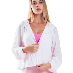 SUETER TRANSPARENTE LIGERO CON CAPUCHA HERO ROSADO