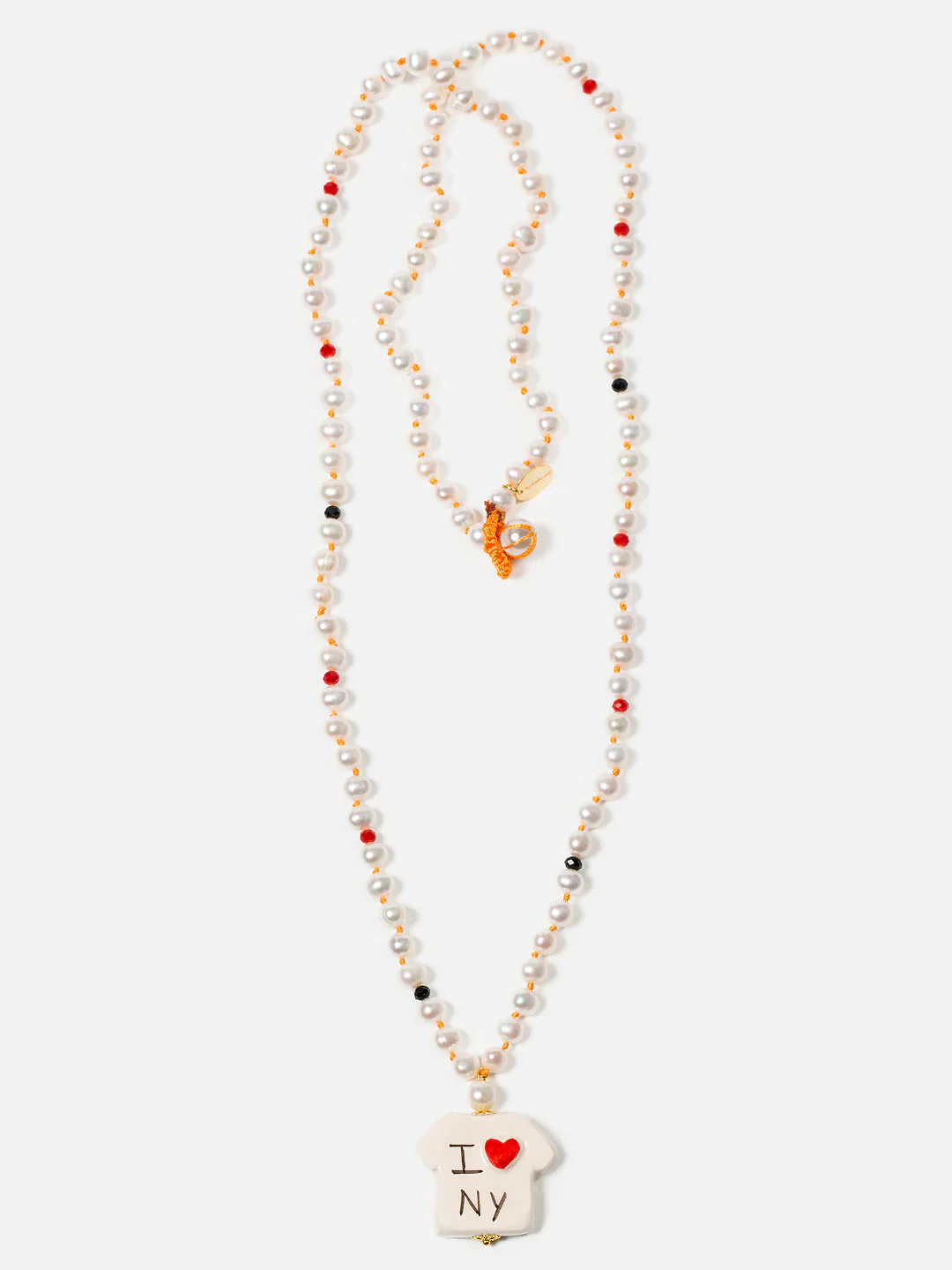 COLLAR LARGO DE PERLAS T-SHIRT I LOVE NY