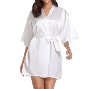 Bata Kimono cliente 100% poliéster antideco blanco