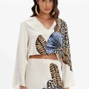 BLUSA MANGA LARGA ESTAMPADA