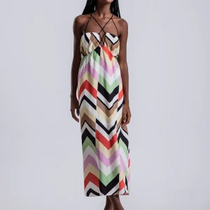 VESTIDO MIDI ESTAMPADO TIRANTES CRUZADOS