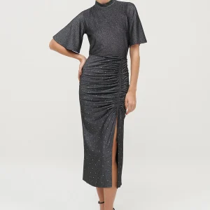 BLUSA MANGAS ACAMPANADAS Y BRILLO METÁLICO