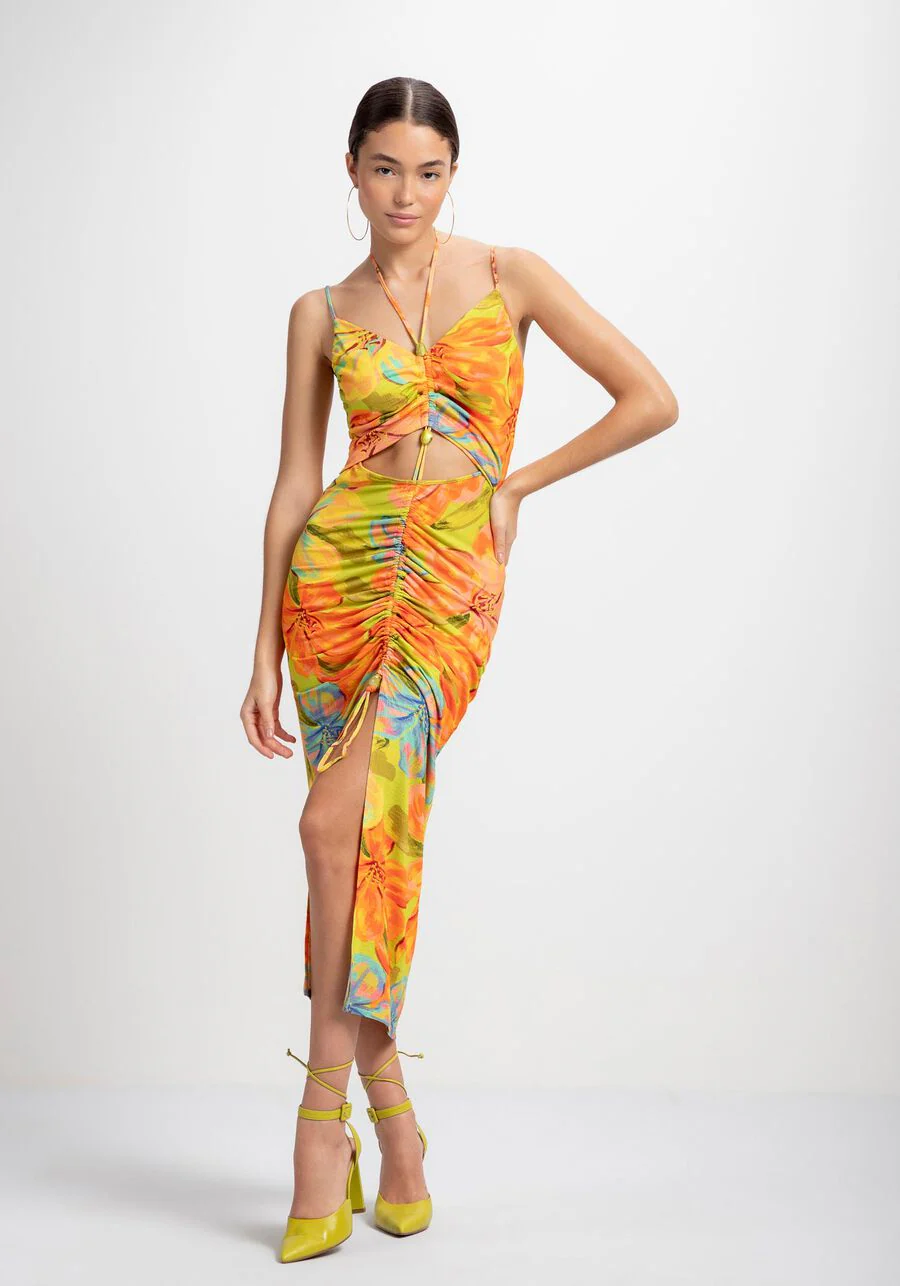 VESTIDO MIDI ESTAMPADO INSPIRADO EN MALLORCA