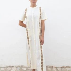 VESTIDO GUAYABERA ALEJANDRA BORDADO KHAKI