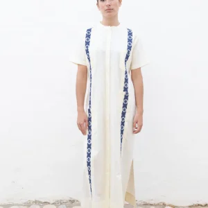 VESTIDO GUAYABERA ALEJANDRA BORDADO MARINO