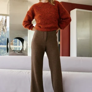 PANTALÓN JACQUARD DOBLE TELA CHOCOLATE