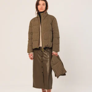 ABRIGO CORTO CUADROS KHAKI