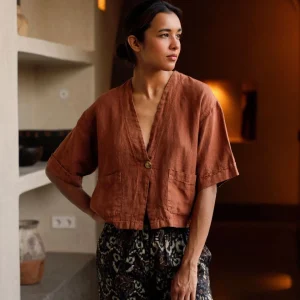 SOBRECAMISA CROP LINO